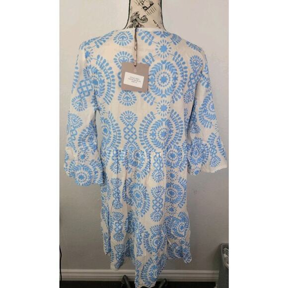 Saiph Lab Santorini Cotton Dress Womens SZ Medium Coastal Lagenlook NEW - Picture 6 of 12